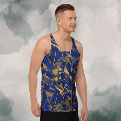 Blue & Gold Abstract Geometric Psychedelic Bro Tank