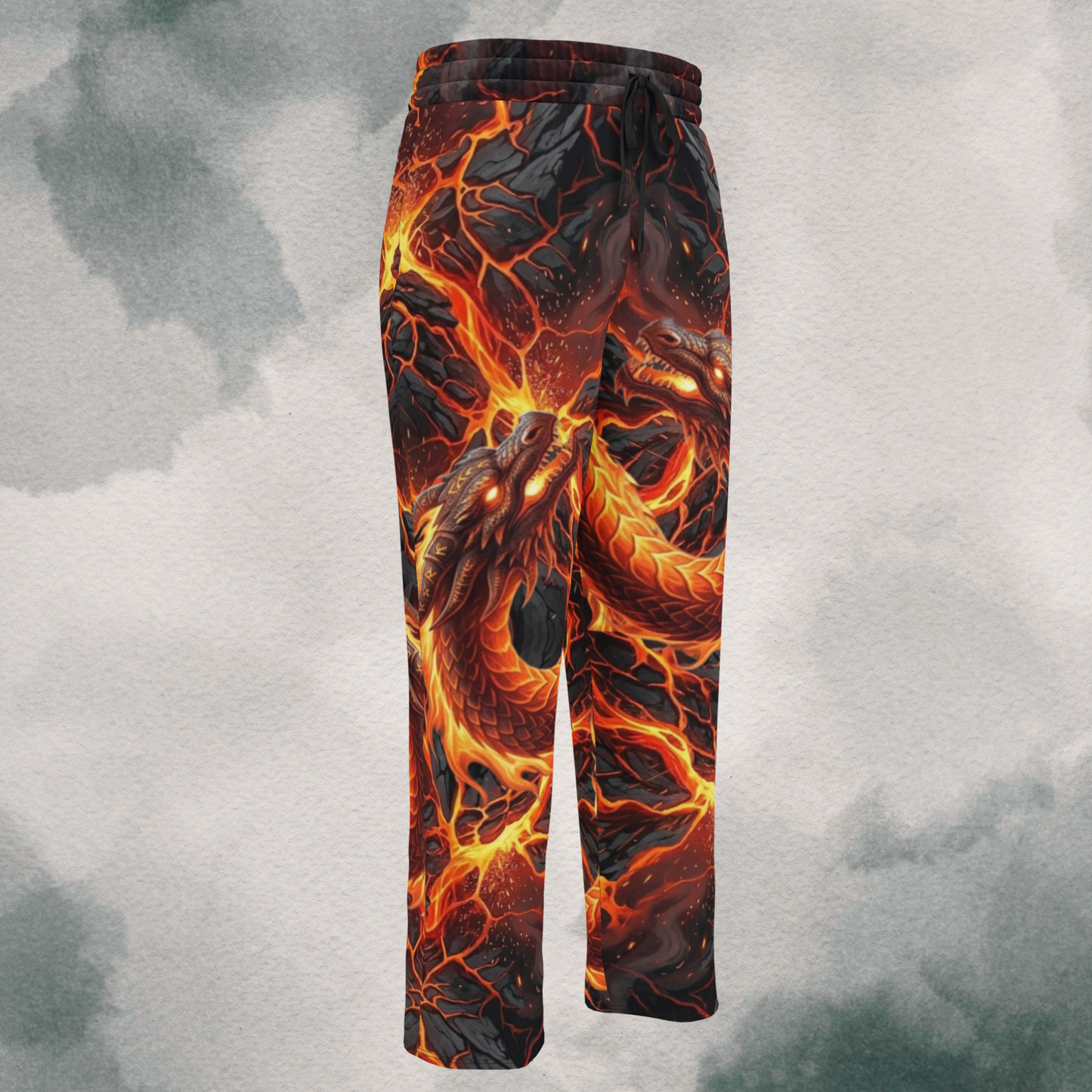 Lava Cracking & Dragon Wide-Leg Joggers
