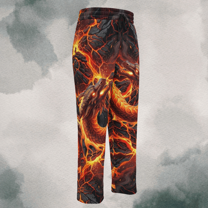 Lava Cracking & Dragon Wide-Leg Joggers