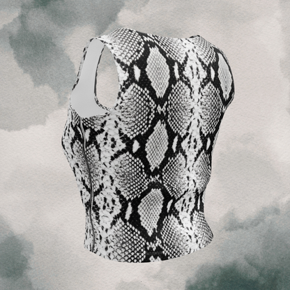Snake Skin  Black & White Crop Top