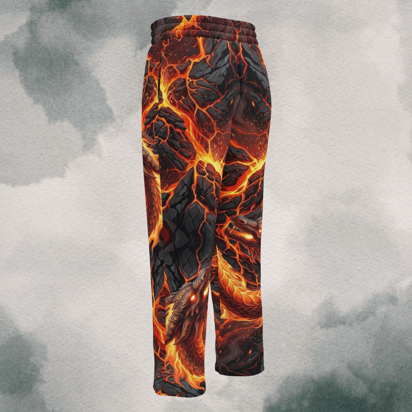 Lava Cracking & Dragon Wide-Leg Joggers