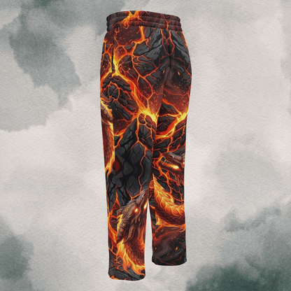 Lava Cracking & Dragon Wide-Leg Joggers