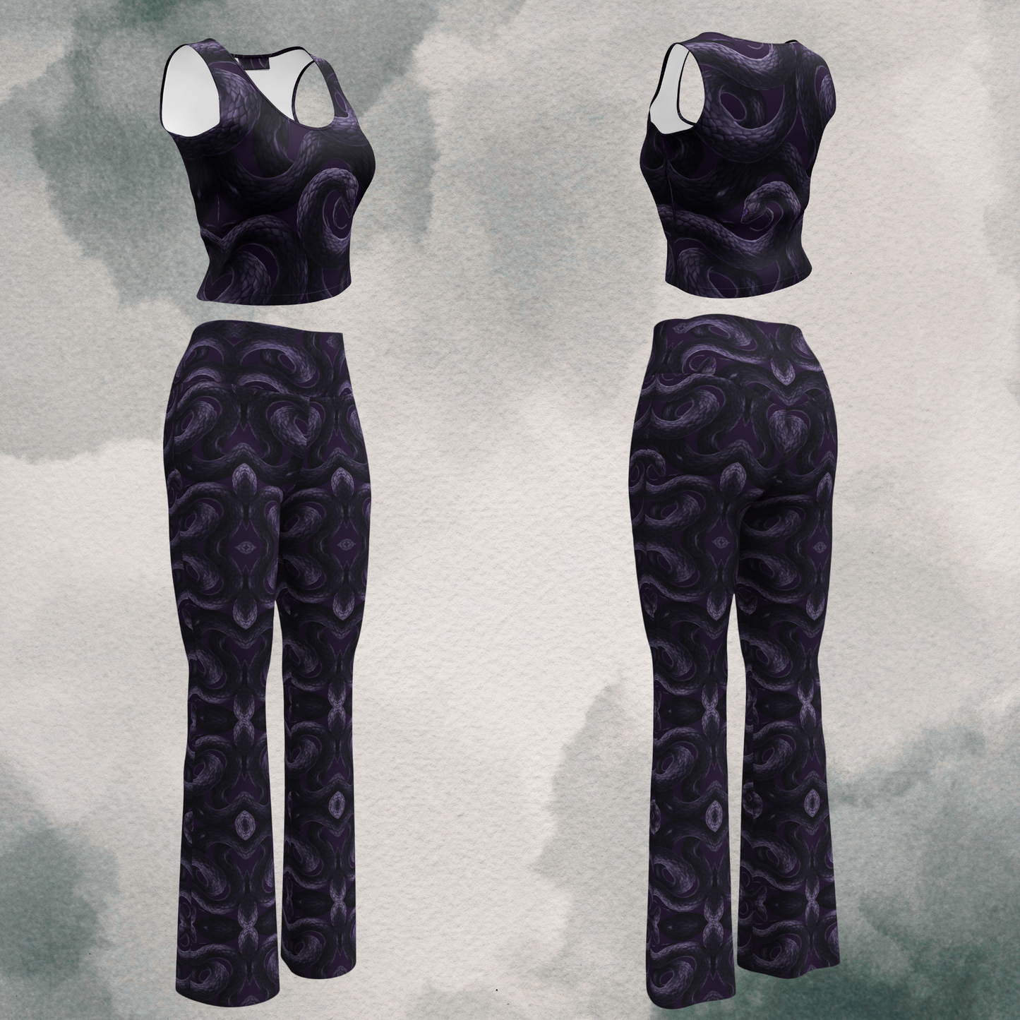 Purple Undertone Snake Crop Top