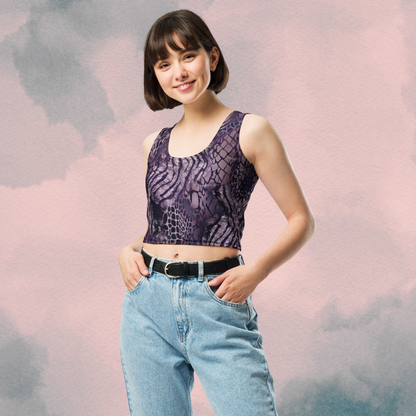 Purple Multi Print Animal Print Crop Top