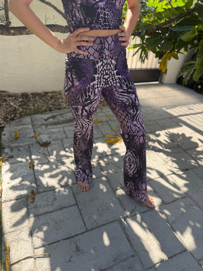 Multi Animal Print Purple Flare Leggings
