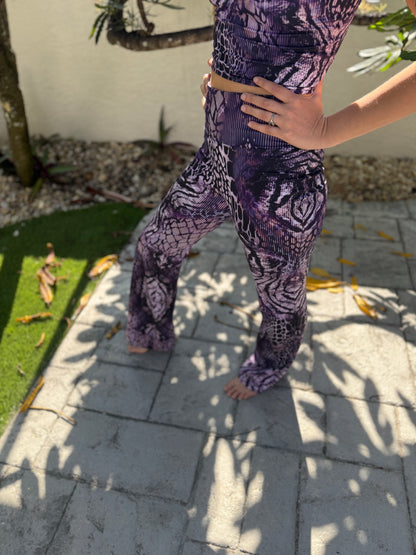Multi Animal Print Purple Flare Leggings
