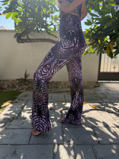Multi Animal Print Purple Flare Leggings