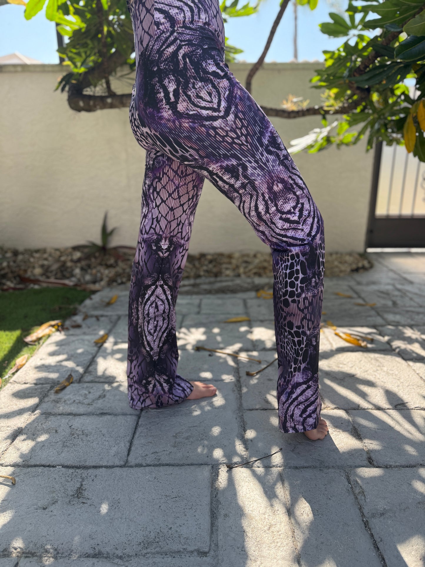 Multi Animal Print Purple Flare Leggings