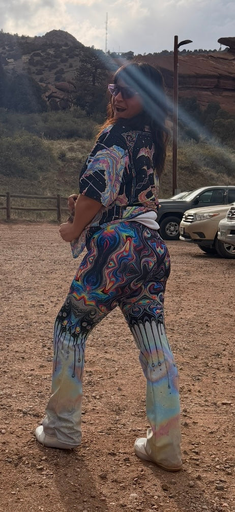 Psychedelic Drip Flare leggings