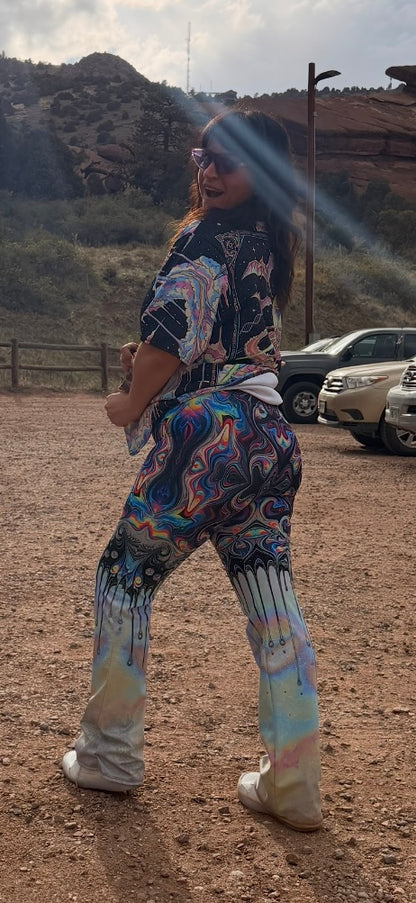 Psychedelic Drip Flare leggings